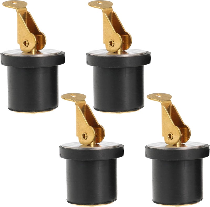 Ciweisah 4 Pack Brass Boat Plug Drain Plug Boat Snap Handle Plug Deck Plug for Boat Marine - Image 1